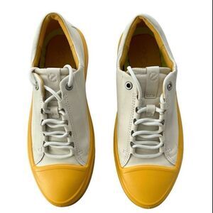 ECCO Flexure T-Cap Leather Sneakers White Yellow Women’s 5.5 EU 36